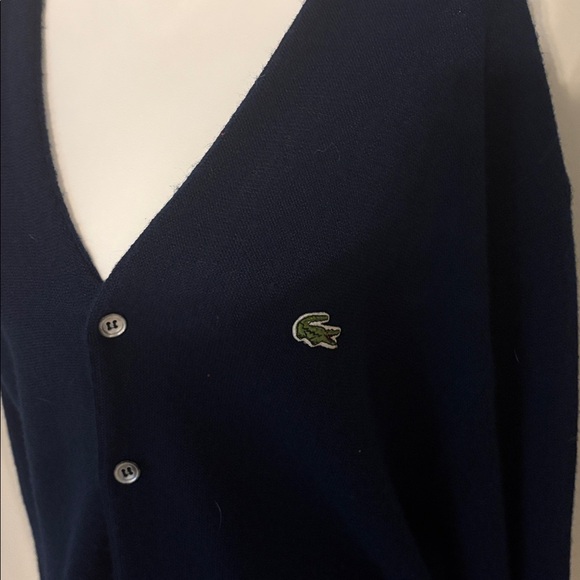 Vintage Izod Lacoste Sweater Size Large Navy Blue V-neck knit cardigan - Picture 3 of 6